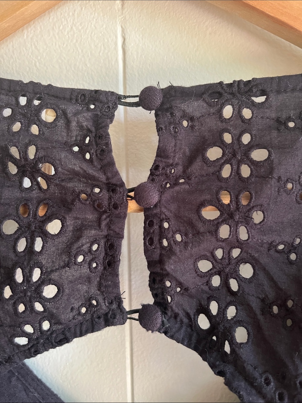 Free People Mockingbird Boho Black Cottagecore Eyelet Tiered Maxi Dress Sz XS - Picture 15 of 15